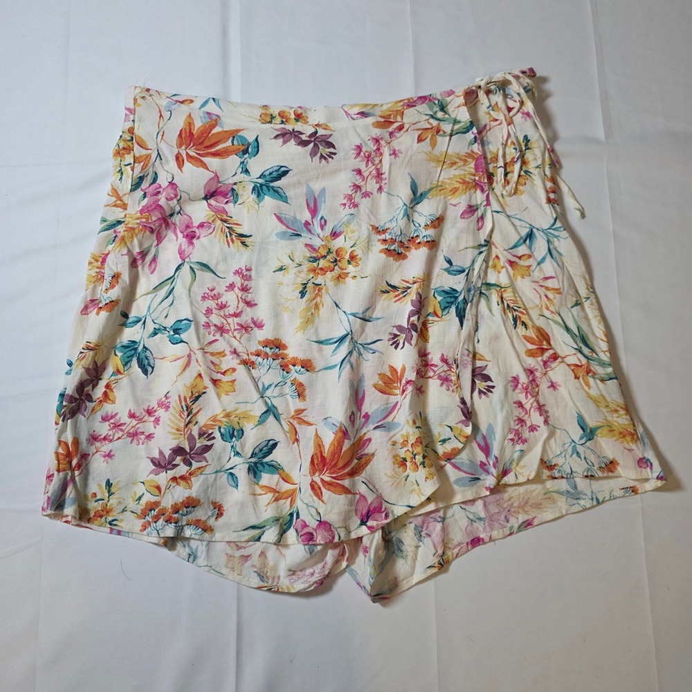 Torrid Leny Wrap Skort Floral Ivory Pink Orange Plus Size 1‎ 1X 14-16 NEW